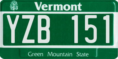 VT license plate YZB151