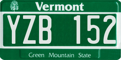 VT license plate YZB152