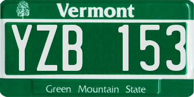 VT license plate YZB153