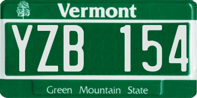 VT license plate YZB154