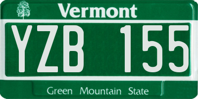 VT license plate YZB155