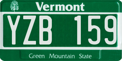 VT license plate YZB159