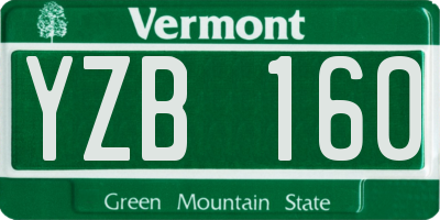 VT license plate YZB160