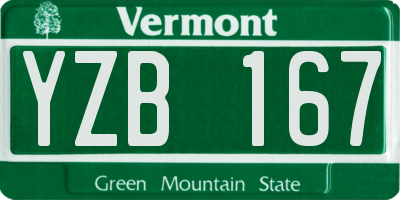 VT license plate YZB167