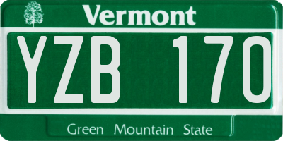 VT license plate YZB170