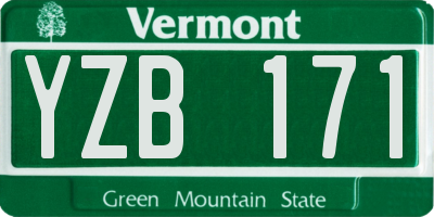 VT license plate YZB171