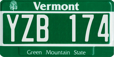 VT license plate YZB174