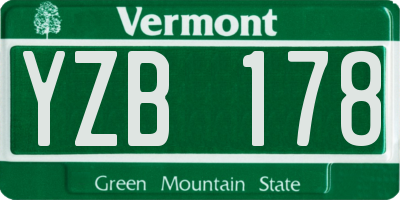VT license plate YZB178