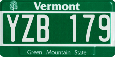 VT license plate YZB179