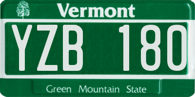 VT license plate YZB180