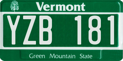VT license plate YZB181