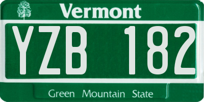 VT license plate YZB182