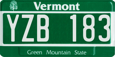 VT license plate YZB183