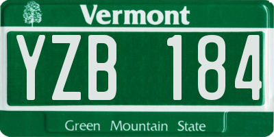 VT license plate YZB184