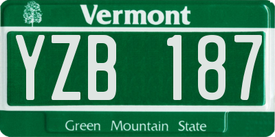 VT license plate YZB187
