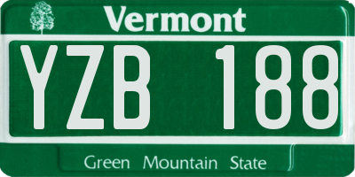 VT license plate YZB188