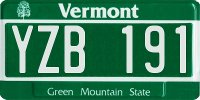VT license plate YZB191