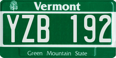 VT license plate YZB192