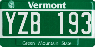 VT license plate YZB193