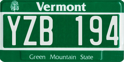 VT license plate YZB194