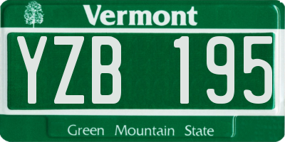 VT license plate YZB195