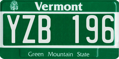 VT license plate YZB196