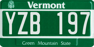 VT license plate YZB197