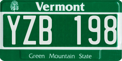 VT license plate YZB198