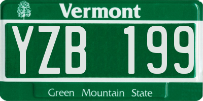 VT license plate YZB199