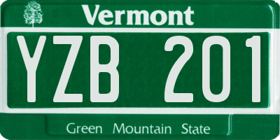 VT license plate YZB201