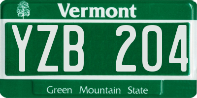 VT license plate YZB204