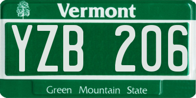 VT license plate YZB206