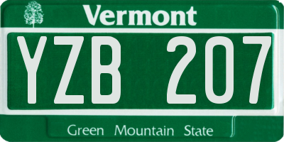 VT license plate YZB207