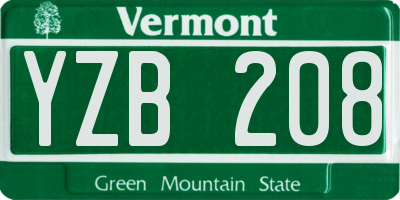 VT license plate YZB208