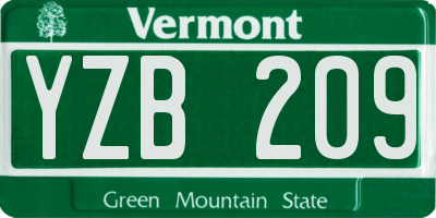 VT license plate YZB209