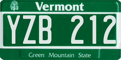 VT license plate YZB212