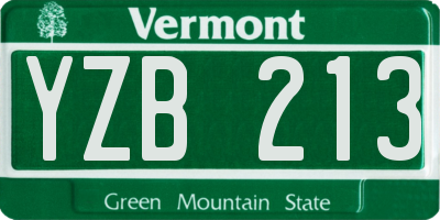 VT license plate YZB213