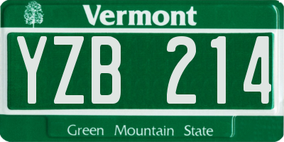 VT license plate YZB214