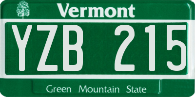 VT license plate YZB215