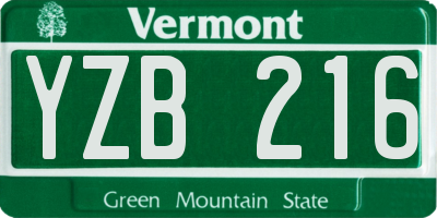 VT license plate YZB216