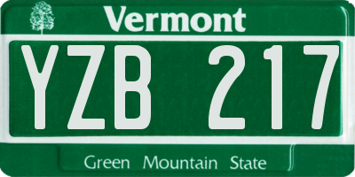 VT license plate YZB217