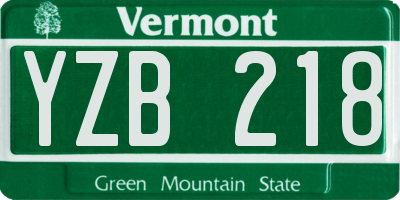 VT license plate YZB218