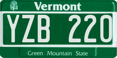 VT license plate YZB220
