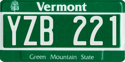 VT license plate YZB221