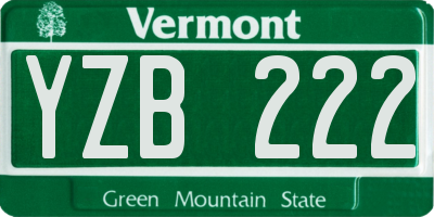 VT license plate YZB222