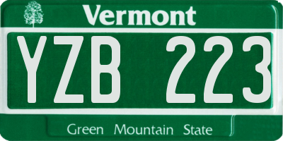 VT license plate YZB223