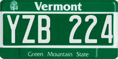 VT license plate YZB224