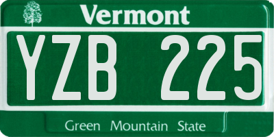 VT license plate YZB225