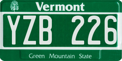 VT license plate YZB226
