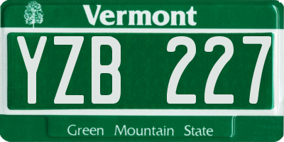VT license plate YZB227
